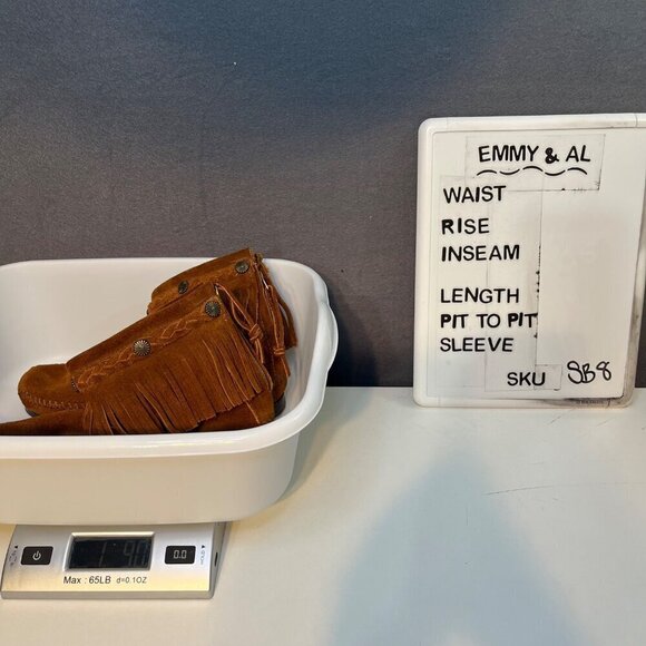 Minnetonka Womens Hi Top Back Zip Western Bootie Shoes Size 6 Brown Suede Fringe - Picture 11 of 11